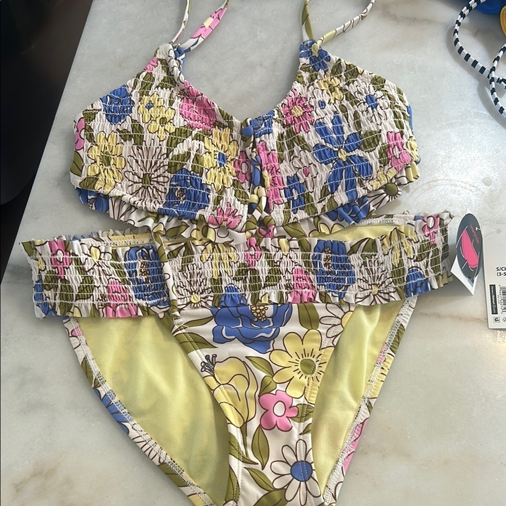 No Boundaries Pink and Blue Bikini with Tropical Flair